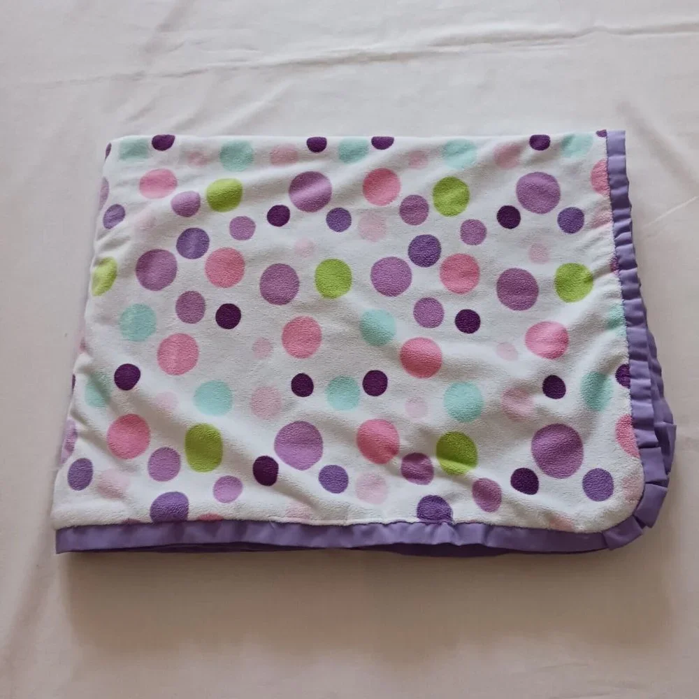 CARTER'S COZY SECURITY BABY BLANKET LOVEY POLKA DOT PURPLE PINK 30 x 40